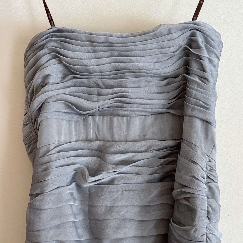 Monique Lhuillier Bridesmaids Cationic Ruched Strapless Chiffon Dress Sz 14 NWT - Picture 5 of 10